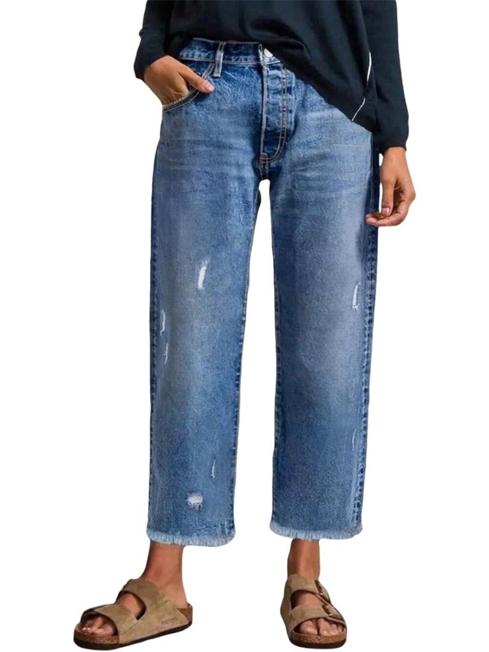 Stylish Stretchy Distressed Denim Ankle Jeans for Women - Trendy Casual Wear